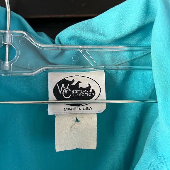 Vintage 80s Western Collection Blue Maxi Dress M L 8-12 - Picture 4 of 4